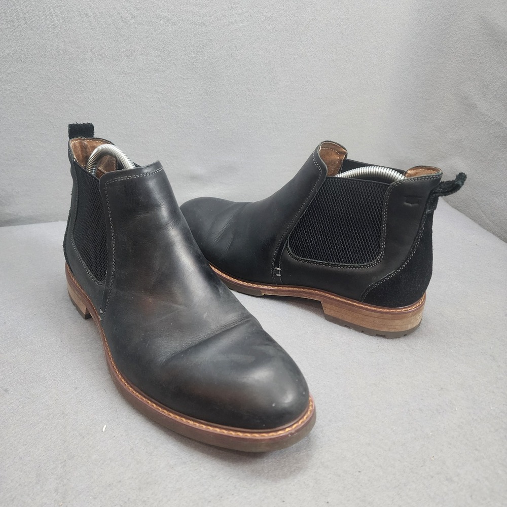 Florsheim Chelsea Boots Black Leather Suede Lug Sole Mens 8M 11964-010